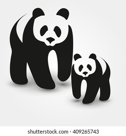 Panda mother and son vector 