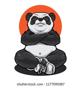 Panda with muscular body mean stare