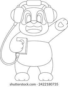Panda Musician Headphone Music Animal Vector Graphic Art Illustration