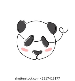 panda muzzle one line isolated on white background