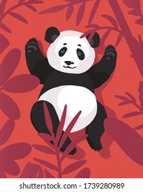 Panda. nature. Vector illustration in flat style.