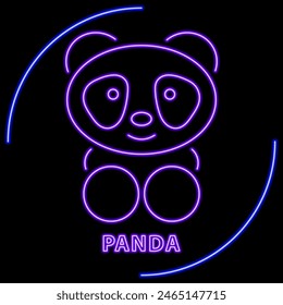 panda neon sign, modern glowing banner design, colorful modern design trend on black background. Vector illustration.