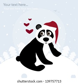 Panda in the New Year costume. Love. vector