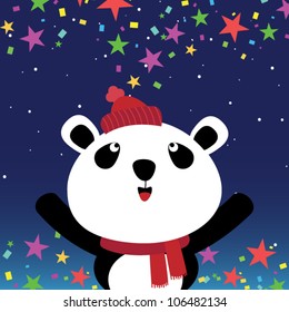 Panda in the night sky