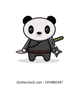 Panda-Ninja-Doppel-Vektorgrafik