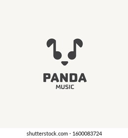 panda with note for music logo design template