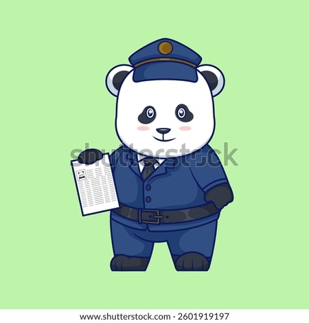 Panda Officer with Document Cartoon illustration 