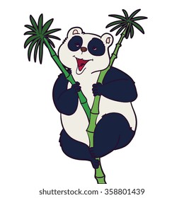 panda on bamboo tree cartoon
