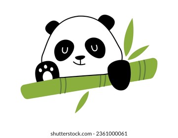 Panda On Bamboo Vector Illustration