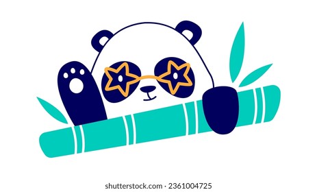 Panda On Bamboo Vector Illustration