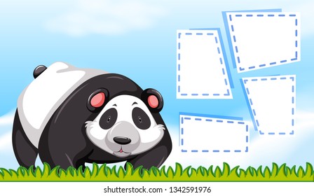 A panda on blank note illustration