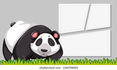 A panda on blank note illustration