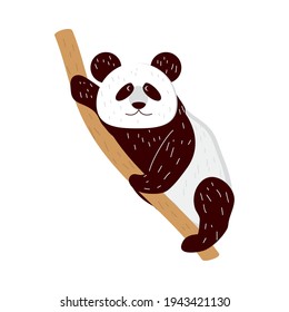 panda on branch hand drawn