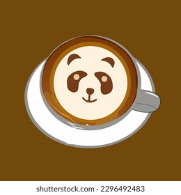 panda on coffee latte. Vector illustration 