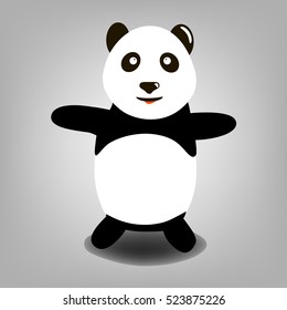 Panda on gray background. Vector illustration.