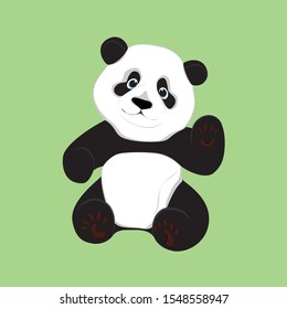 Panda on a green background. Children's toy. For decoration and design