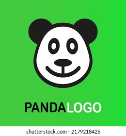 Panda on a green background with text. Vector illustration