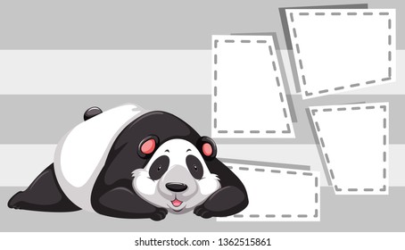 Panda on note template illustration