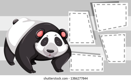 Panda on note template illustration