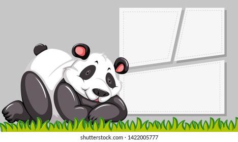 Panda en la ilustración de la plantilla de nota