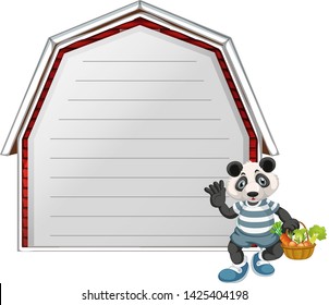 A panda on note template illustration