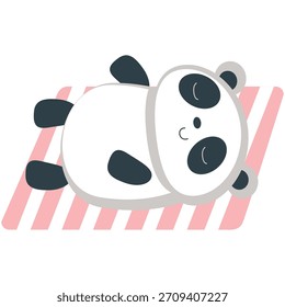 Panda en la playa de verano Vector kawaii animal icon
