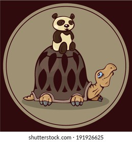 Panda on a turtle