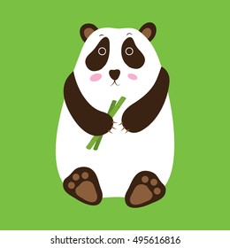 Panda on a white background. Panda with a cane. Panda logo. Panda icon. Panda art. Panda poster. Panda object. Panda animal. Panda cartoon. Panda vector illustration.