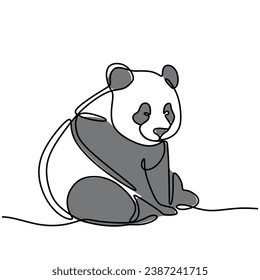 Panda one line drawing. Chinese animal continuous line art concept. Vector illustration isolated. Minimalist design handdrawn.