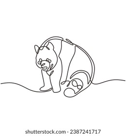 Panda one line drawing. Wild animal continuous line art concept. Vector illustration isolated. Minimalist design handdrawn.