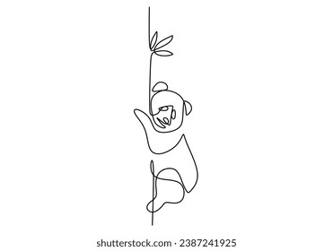 Panda one line drawing. Wild animal continuous line art concept. Vector illustration isolated. Minimalist design handdrawn.