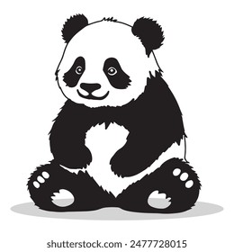 Panda outline and symbols. Dark level variety basic exquisite white foundation Panda animal vector and silhouette icon.