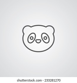 panda outline thin symbol, dark on white background, logo editable, creative template 