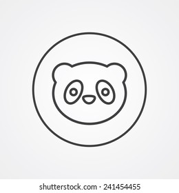 panda outline thin symbol, dark on white background, logo editable, creative template 