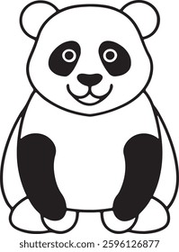 Panda outline vector art black color illustration