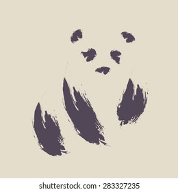 Panda. Pand bear hand drawn. Vector illustration.