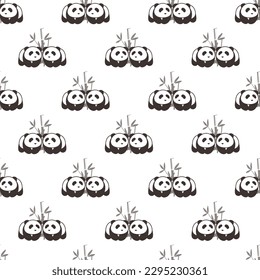 Panda Parade Couples with Bamboo Branch Vector Pattern can be use for background and apparel design