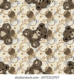 panda pattern with band aids and seamless circles background