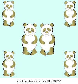 panda pattern blue background vector illustration 