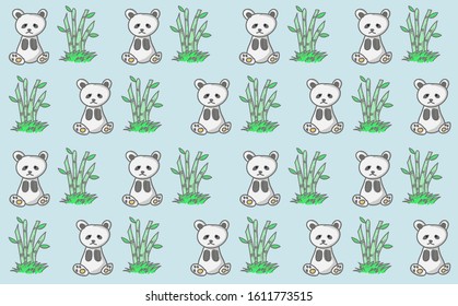 Panda pattern for children (hand drawing)