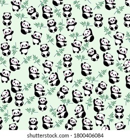 Diseño del patrón Panda con bambú verde