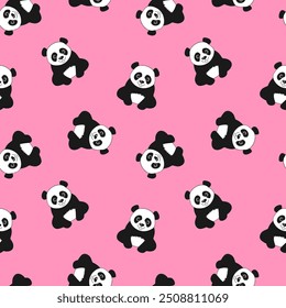 Panda pattern on pink background