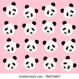 Panda Pattern, Pink Background