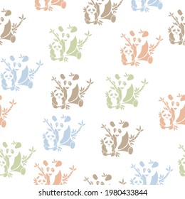 panda pattern. Seamless texture with animals. Vector illustration