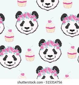 Panda pattern - vector, illustration