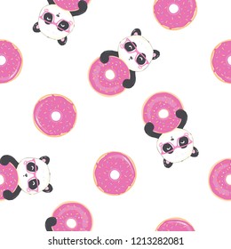 Panda pattern, vector, illustration, cute animal