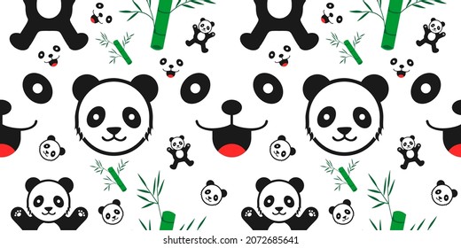 Panda pattern vector illustration cute design