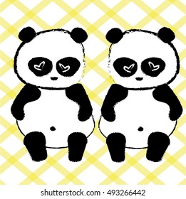 panda pattern vector illustration line background