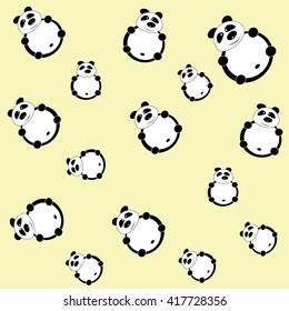 panda pattern yellow background you can uce it for background , posters wallpaper fills, paper, postcards, print for your clothes or phone screen saver on vector illustration