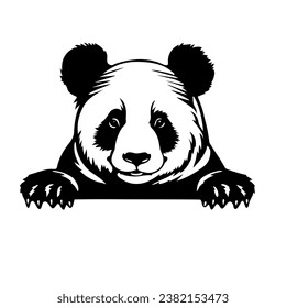 Panda peeking black and white design